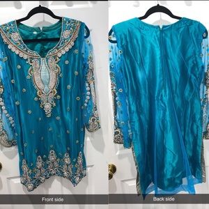 Blue/turquoise kameez.